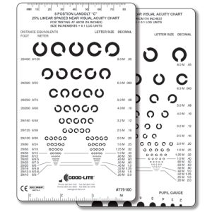 8 Position Landolt C Pocket-Sized Near Vision Card (16 inches/40 centimeters)