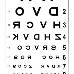 Sloan Letters Reversed Translucent Chart (20 feet/6 meters)