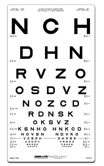 Sloan Letters Translucent Chart (13 feet/4 meters)