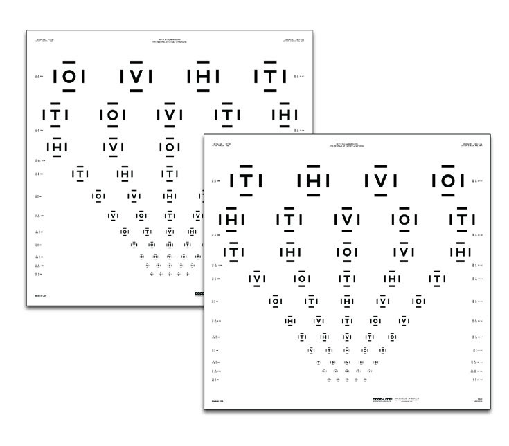 Crowded HOTV ETDRS Translucent Distance Chart (13 feet/4 meters)