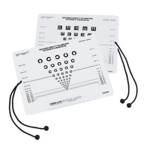 Landolt C and Tumbling E Near Vision Card (16 inches/40 centimeters)