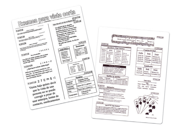 Spanish Contemporary Near Vision Card